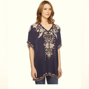 Johnny Was Egypt Eyelet Poncho Tunic Top Size XS NWOT